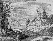 Nieulandt van Willem Landscape with ruin Sun. Nieulandt,  