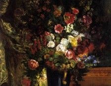 DELACROIX Eugene A Vase of Flowers on a Console. , 