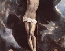 El Greco Christ on the Cross Adored by Donors 1585 90. , -
