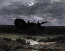 FRIEDRICH Caspar David Wreck In The Moonlight. ,  