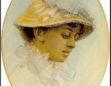 Zorn Emma Lamm i halmhatt. 1881, akvarell (Watercolour).. ����, ������