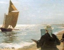 Kroyer Peder Severin Pintores en la playa 1892. Kroyer,  