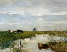 Weissenbruch Jan Dutch polder landscape Sun. Weissenbruch,  