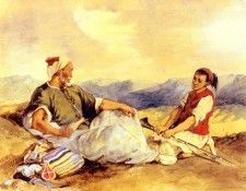 Delacroix Eugene Two Moroccans Seated In The Countryside. , 