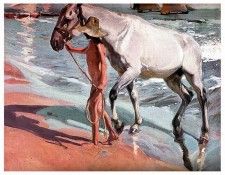 ls Sorolla 1909 El caballo blanco o El bao del caballo.  Sorolla
