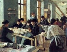 Ladies Embroidering in a Workshop. Strehblow, ������