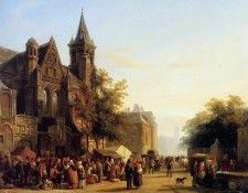 Springer Cornelis City view with figures Sun . Springer, 