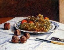 Sisley Alfred Grapes And Walnuts On A Table. , 