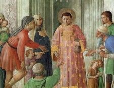 Fra Angelico St Lawrence giving alms, 1450s, Chapel of Nicho. ,    F