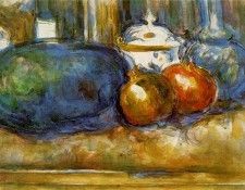 CeZANNE STILL LIFE WITH WATERMELON AND POMEGRANATES,1900-06,. , 
