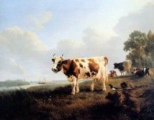 Ronner-Knip Henri�tte Meadow with cows Sun . Ronner-Knip, ���������