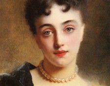 Jaquet Gustave Jean An Elegant Lady With Pearls. ,  