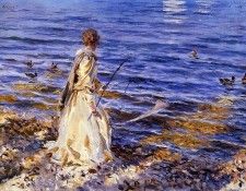 Sargent John Singer Girl Fishing. ��������, ���� ������