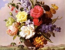 Hartinger Anton Flowers In An Urn On a Ledge. , 