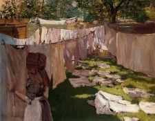 Chase William Merritt Wash Day A Back Yark Reminiscence of Brooklyn. ,  