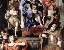 DOMENICHINO Madonna and CHild with St Petronius and St John the Baptist. 
