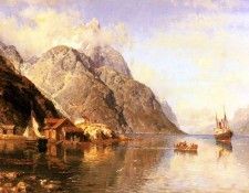 Askevold Anders Monsen Village On A Fjord. Askevold  Monsen