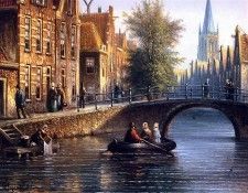 Spohler Johannes Francicus View with a bridge Sun . Spohler, 
