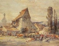 Stuhlmuller Karl The Cattle Market In Dachau. Stuhlmuller, 