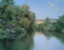 Sanchez Perrier Landscape with boat and men. , Perrier 