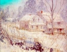 twachtman country house in winter (cos cob) c1901. Twachtmann,  