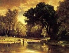 Inness George Fisherman in a Stream. , 