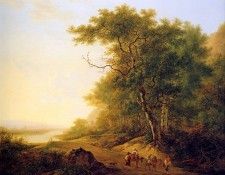 Strij van Jacob Mountainous landscape with travellers Sun. Strij,  