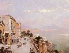 Unterberger Franz Richard (Belgian) 1838-1902 A View Of Posilippo, Naples OC 82.5by70. ,  