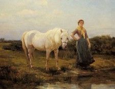 noonday taking a horse to water. , 