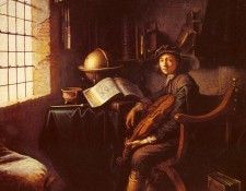 Dou Gerrit An Interior With A Young Violinist (detail). , 