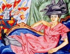 rozanova lady in pink (artists sister anna rozanova) 1911. 