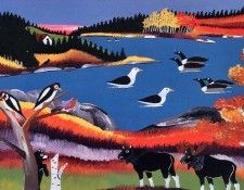 Norris, Joe - Two Moose and Lake with Loons (end. , 