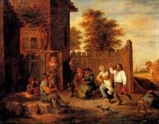 Teniers David Peasants Merrymaking Outside An Inn. ,  