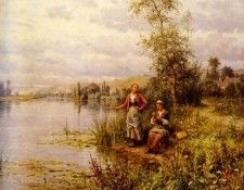 Knight Louis Aston Country Women After Fishing On A Summer Afternoon. ,  