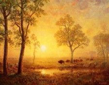 Bierstadt Albert Sunset on the Mountain. , 