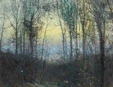 Wooded valley probably Bolton Woods Lovers in a woodland clearing a pair.   