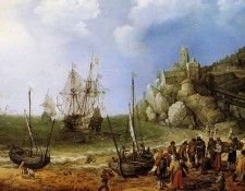 Willaerts Adam Ships on the beach Sun. Willaerts, ����