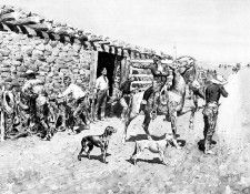 Fr 002 An Overland Station, Indians Coming in with the Stage FredericRemington sqs. Remington, 