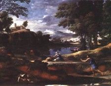 Landscape with man killed by snake EUR. , 
