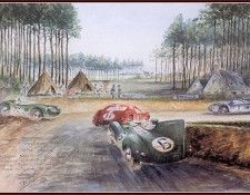 c 1955 the jaguar d hot on the heels of whiteheads cooper nr 11.  