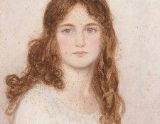 A head study of a young girl with long hair. Bulleid  