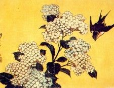 hokusai hydrangea and swallow 1834. �������