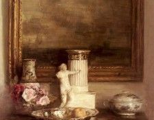 Holsoe Carl Still Life With Classical Column And Statue. Holsoe,  