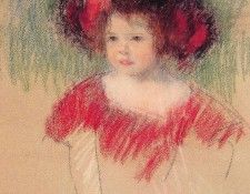 Margot in Big Bonnet and Red Dress.  