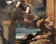 Guercino St Francis with an Angel Playing Violin. ,   