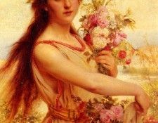 Ouderaa PierreJan van der Young Beauty Gathering Flowers. Ouderaa �� ��� ��� ����