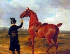 Agasse Jacques Laurent Lord Rivers- Groom Leading a Chestnut Hunter towards a Coursing Party in Hampshire. Agasse, -