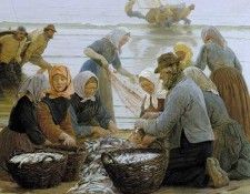 Kroyer Peder Severin Mujeres y pescadores de Hornbaek3 1875. Kroyer,  