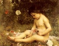 Courtat Louis Gathering Woodland Flowers. Courtat 