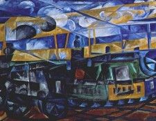 goncharova airplane over train 1913. , 